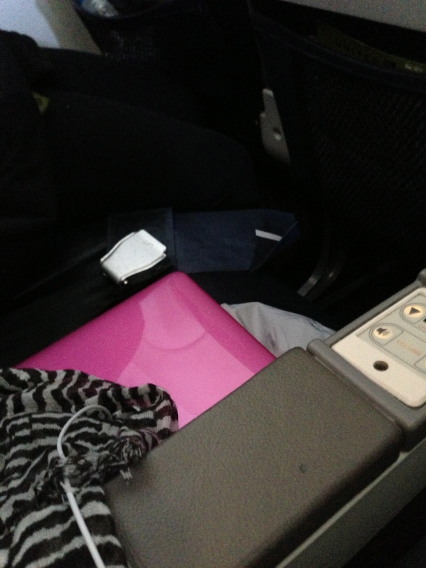 One of the barf bags that had slid off her lap while she was asleep. Also worth noting, I was practically peeing in my pants as I snapped pics.
